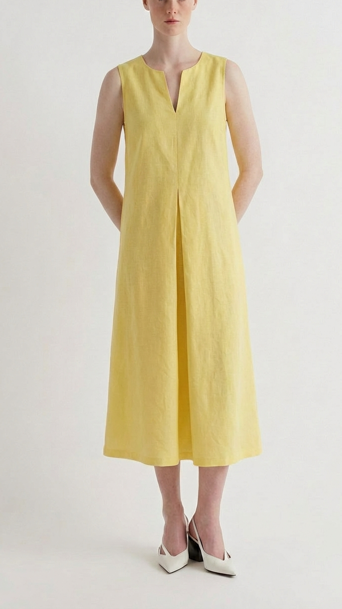 Платье хлопок без рукавов со складкой