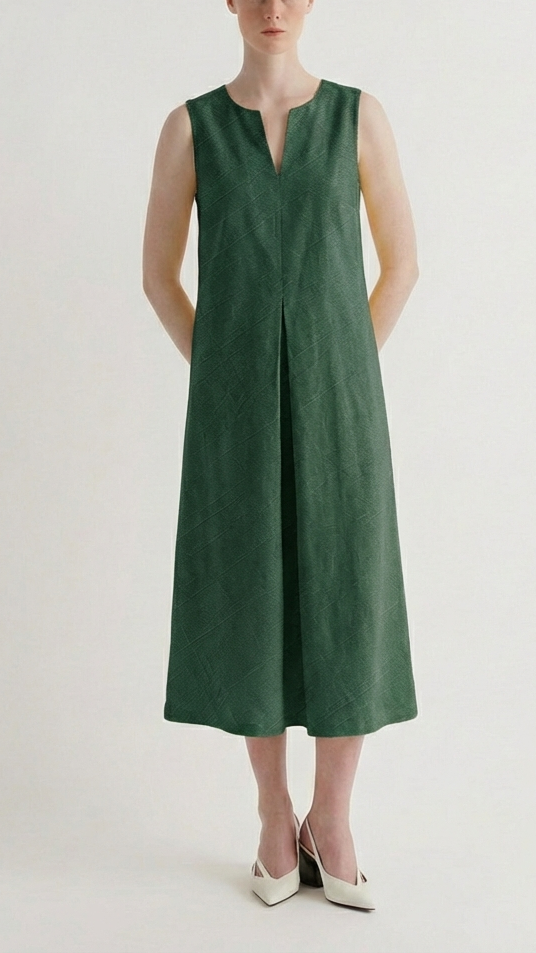 Платье хлопок без рукавов со складкой