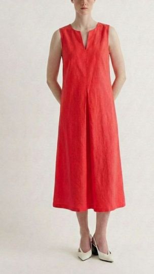 Платье хлопок без рукавов со складкой